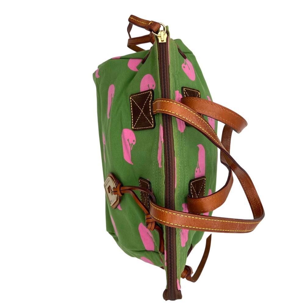 Vintage Dooney & Bourke Samantha Duck Canvas Tote Bag Green Pink Preppy Y2K READ - Picture 4 of 16